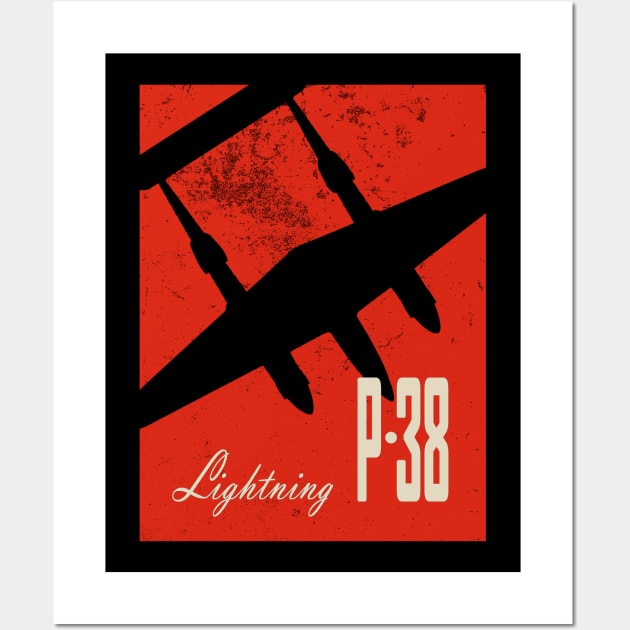 P-38 Lightning WW2 fighter aircraft Wall Art by Jose Luiz Filho